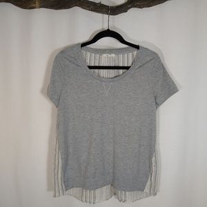 Mystree gray jersey knit stripe back top